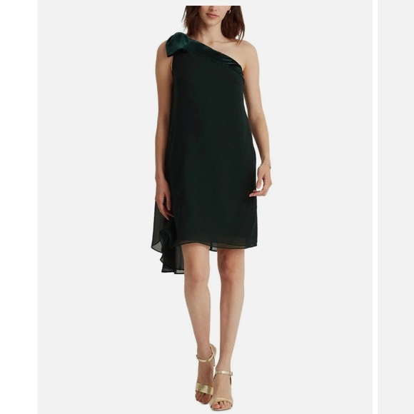 LAUREN RALPH LAUREN Chiffon One-Shoulder Dress - Picture 2 of 15